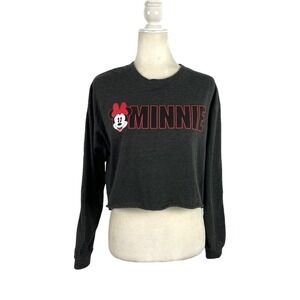 Disney Minnie Crop Long Sleeve Sweatshirt Gray Size Small